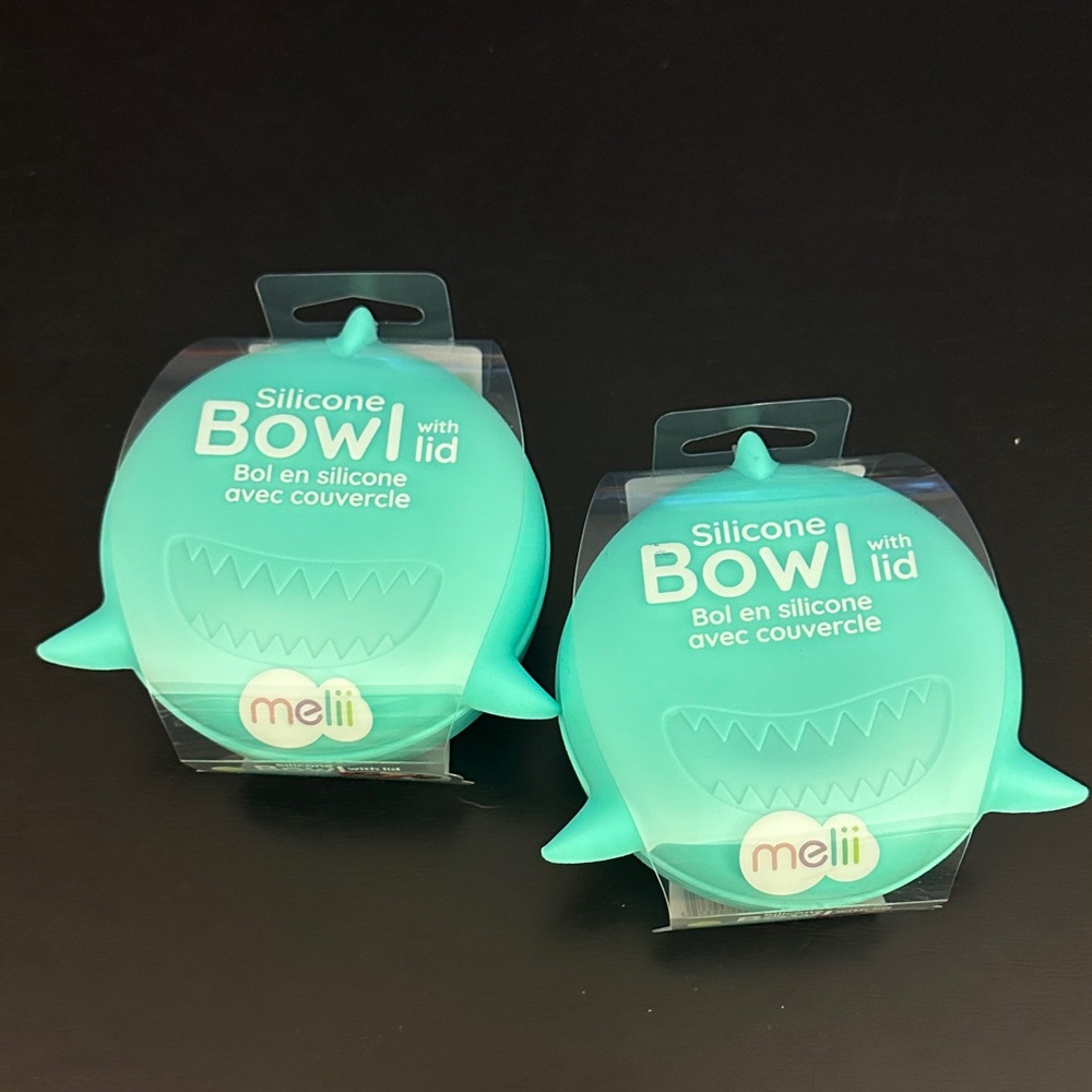 2 Melii Silicone Bowl with Lid in Teal - Shark Design